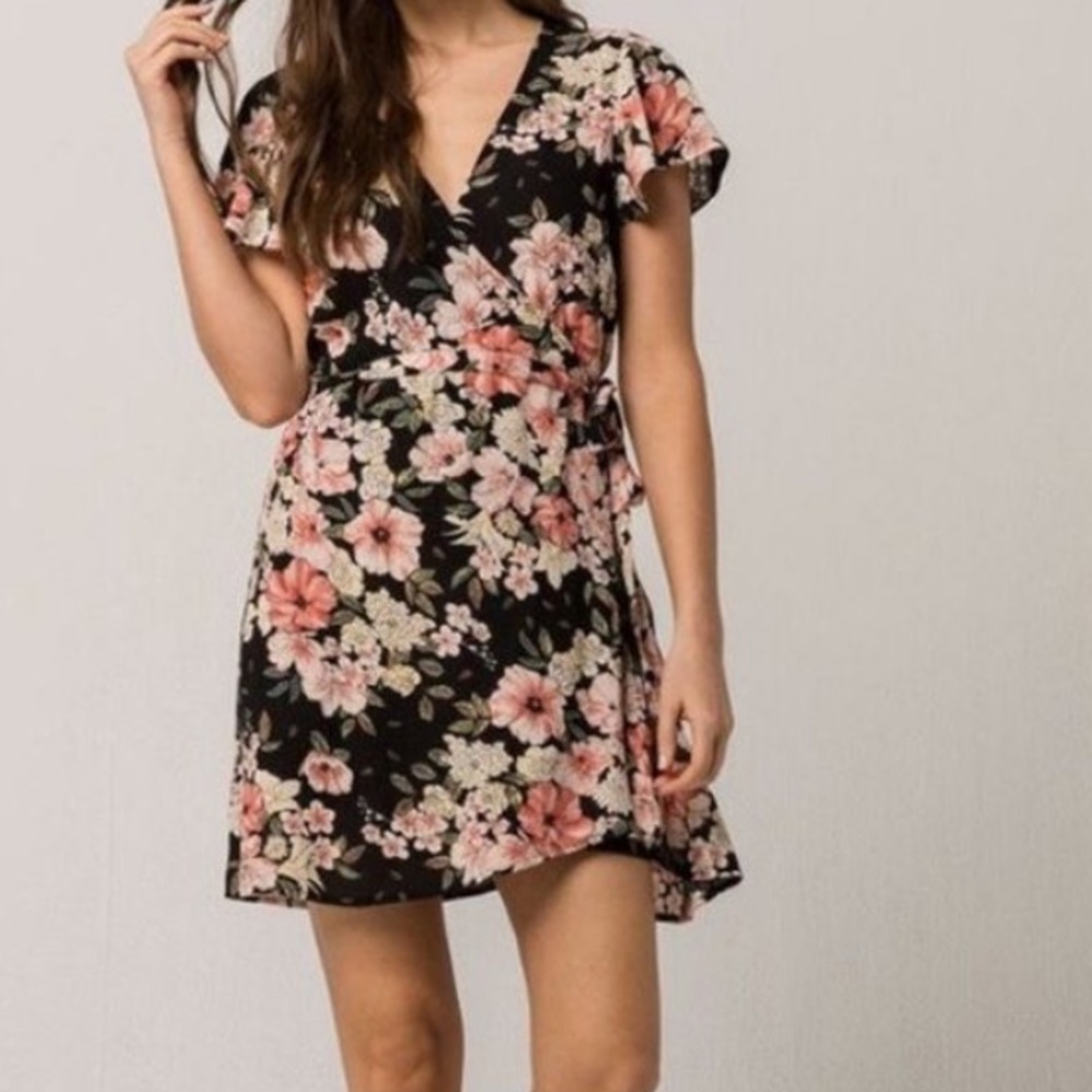 Billabong Glass Water Floral Wrap Dress L